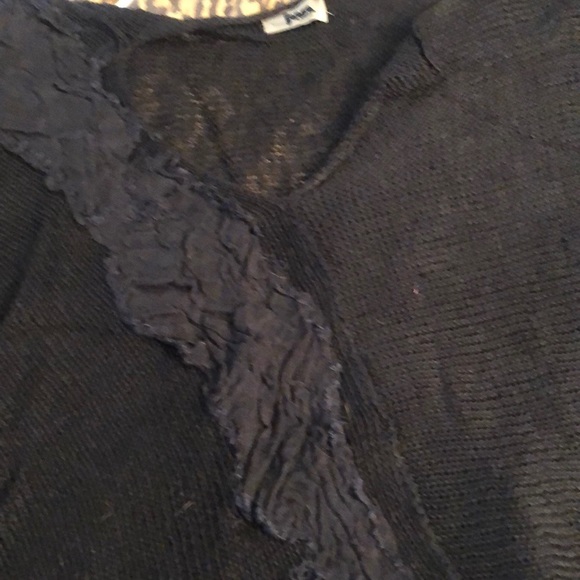 Black XL sleeveless asymmetrical knit top, hard to explain slightly distressed - Picture 1 of 8